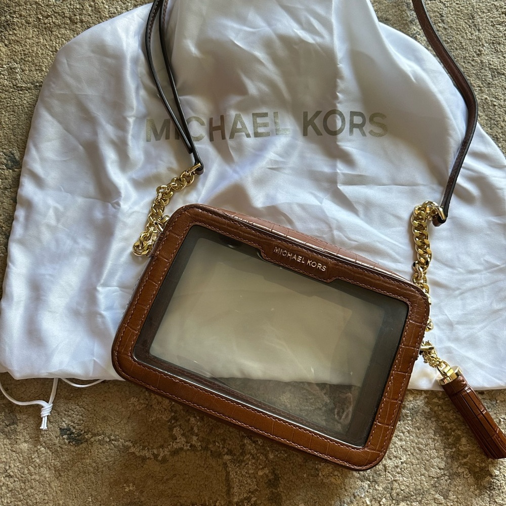 Michael Kors Clear Crossbody with Leather Trim and Strap
